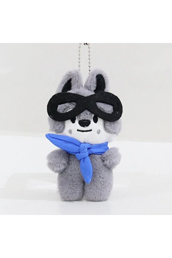 Schulzz Skzoo Wolf Chan Peluş Helikopter Pilot Oyuncak Anahtarlık 10cm