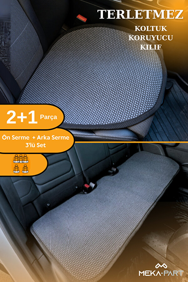 TREND Meka Part Terletmez Koltuk Koruyucu Kılıf 3 Parça SERME Universal Füme