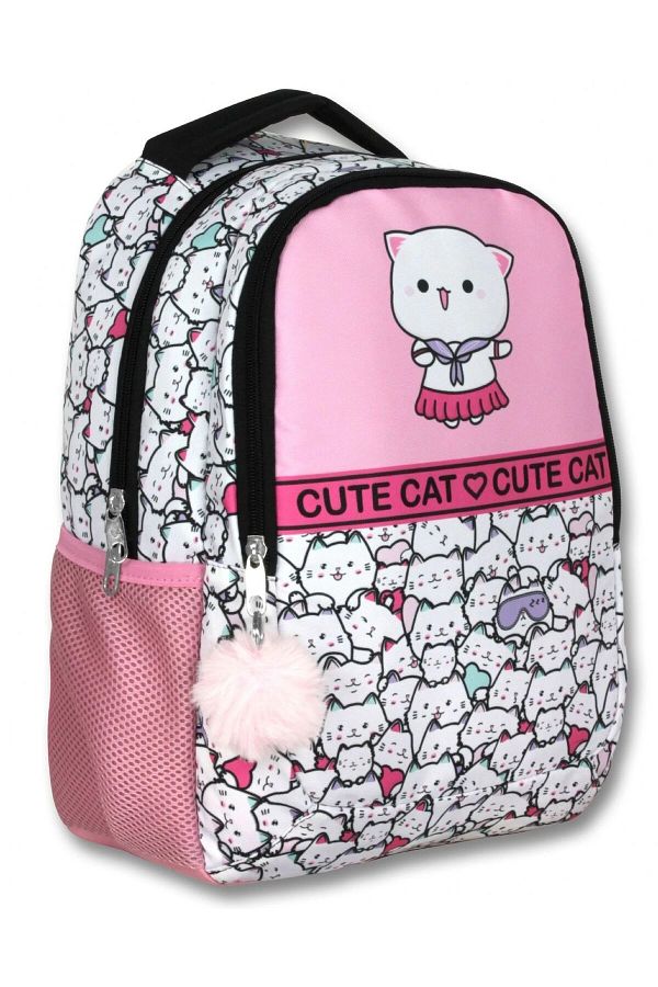 ÜMİT ÇANTA-Cennec 5012 (Cute Cats - Pink White - Girl) Geantă de școală 1