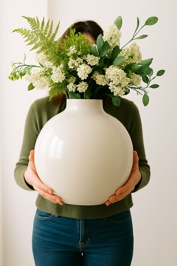Lui Tasarım-Special Design Glass Modern Large XL Size Invitation Special Day Tables Simple Stylish Elegant White Vase 27*27*11 1