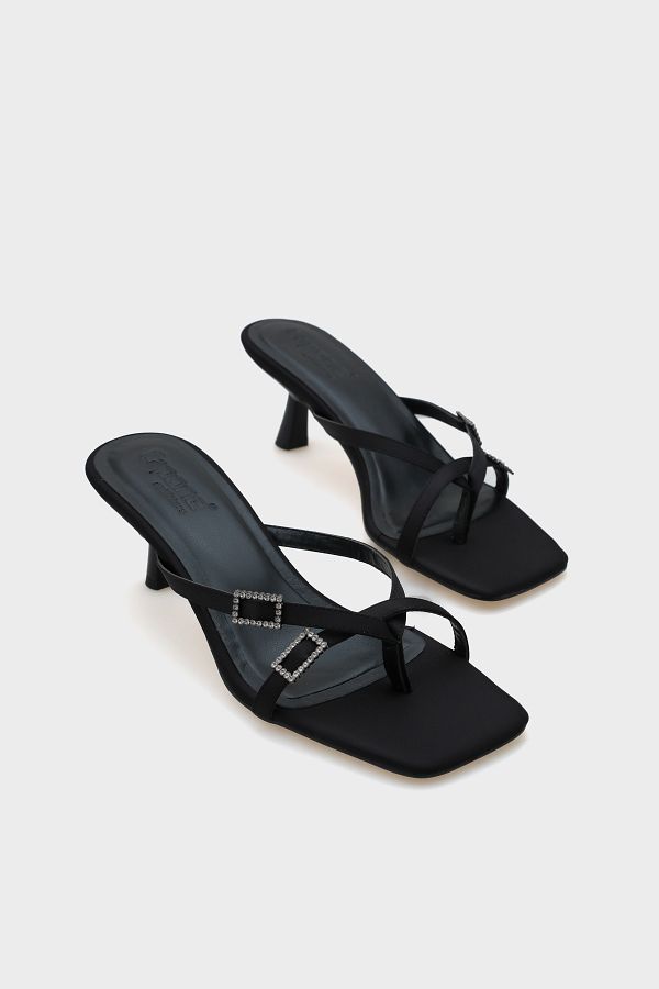 Capone Outfitters-Papuci de damă din satin cu toc mediu cu vârf tocit Milena 1