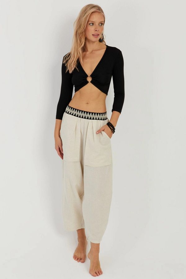 Cool & Sexy-Women's Ecru Pocket Shalwar Trousers ÖM1203 1