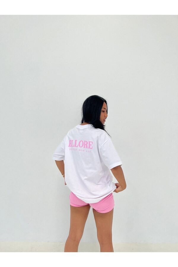CLAYES-T-Shirt Ellore - Μπλουζάκι με κοντό μανίκι με λαιμόκοψη σε λευκό στάμπα 1