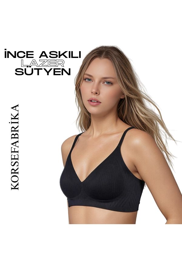 korsefabrika trend mood store-Thin Straps Laser Cut Pads - Invisible - No Trace - No Balens Collecting Push up Seamless Bra 1