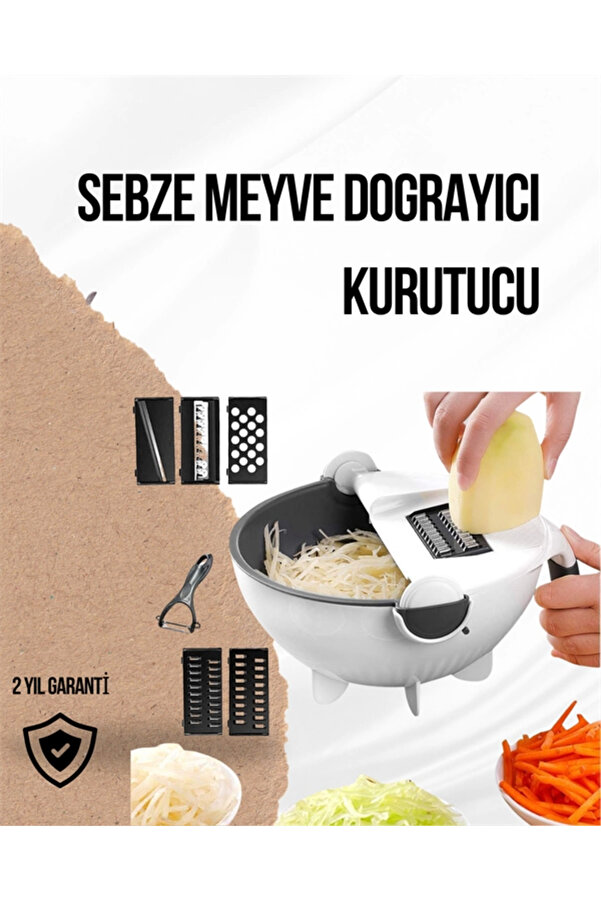 Eco Lounge Döner Mekanizmalı Rende Bıçaklı Sebze Dilimleyici Seti