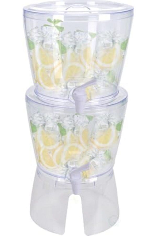 Biki-Stackable Beverage Dispenser with Stand, 5.3 Liters x 2, Size L, Transparent 1
