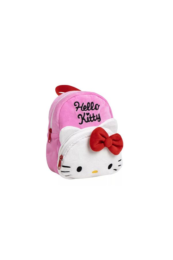 Hello Kitty-Kids Plush Backpack – Hello Kitty Model, 22x18x8 cm – Polyester, With Zipper 1