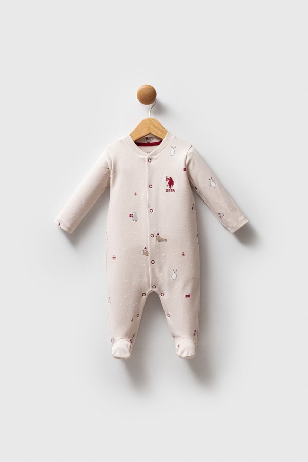 U.S. Polo Assn. U.S. Polo Assn Baby Boy Cream Romper