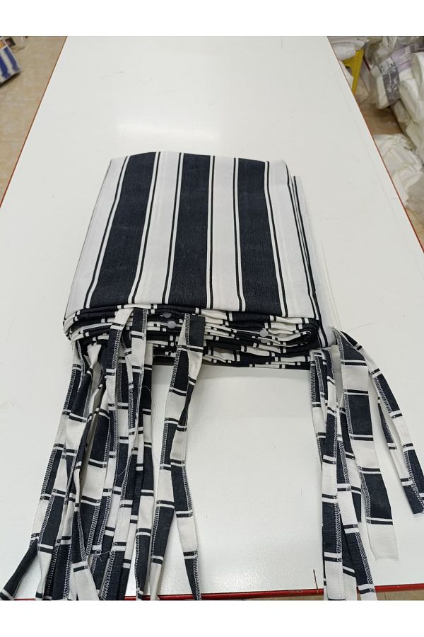 SHY TEKSTİL-Luxury 1St Class Corniced Gray White Balcony Curtain with Width X Height Dimensions 1