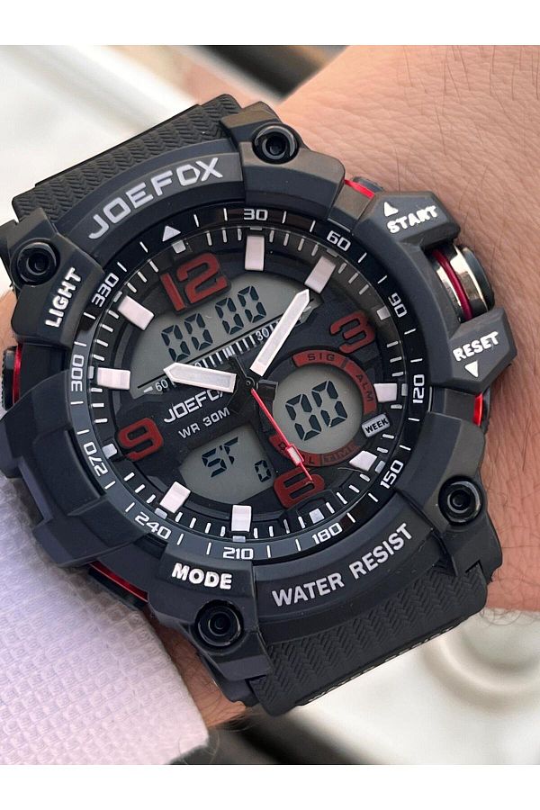 Joefox-Digital and Analog 2 Years Warranty Chronometer+Calendar+Alarm+Lighting Men's Wrist Watch Joe.Bk04 1