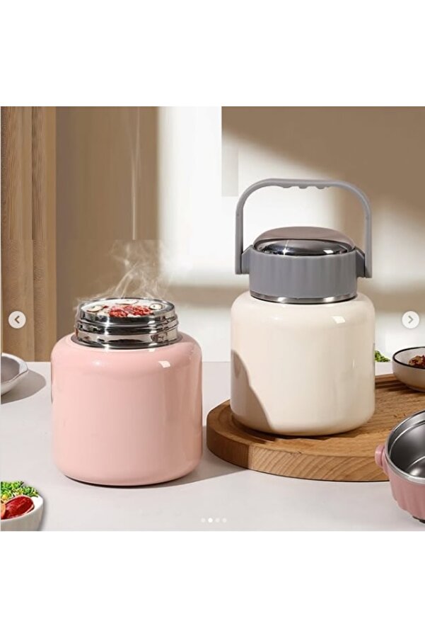 Elista Çelik Mama Termosu sıcak veya soğuk yiyecekler için öğle yemeği termosu 500 ml Pembe
