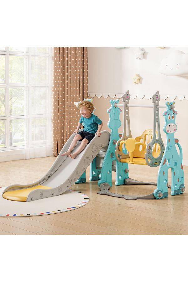 Sheinhome-Kids Swing And Slide Set Indoor Toddler Slide Set With Basketball Hoopr for Children Playground 1
