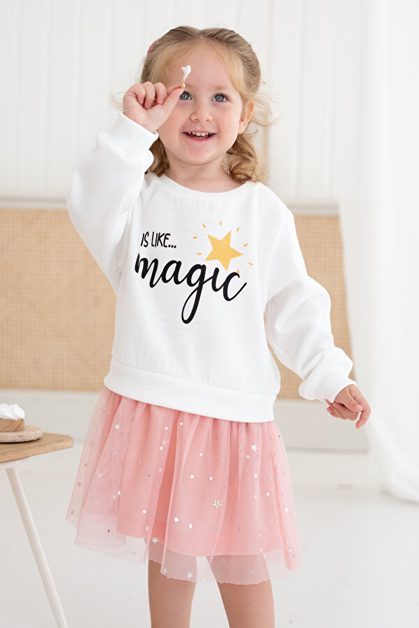 Lilabio Kız Çocuk Sweatshirt Tütü Etek Elbise Yıldız