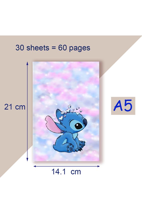 Miniso-Blank Pages 8 A5 Notebook - Lilo & Stitch -Disney Stationery Note Book Writing Diary Journal Anime F 1