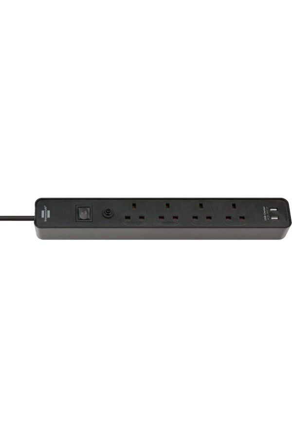 Brennenstuhl-مقبس تمديد إيكولور Fb-Usb-Bs مقبس 4 اتجاهات + 2Usb 3 متر 1153243006 1