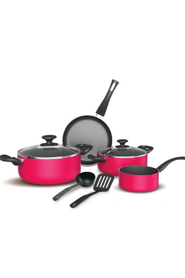 Cooking Pot Sets-Homeway Non-Stick Cookware Set, Multi Color, 8 Pcs 1