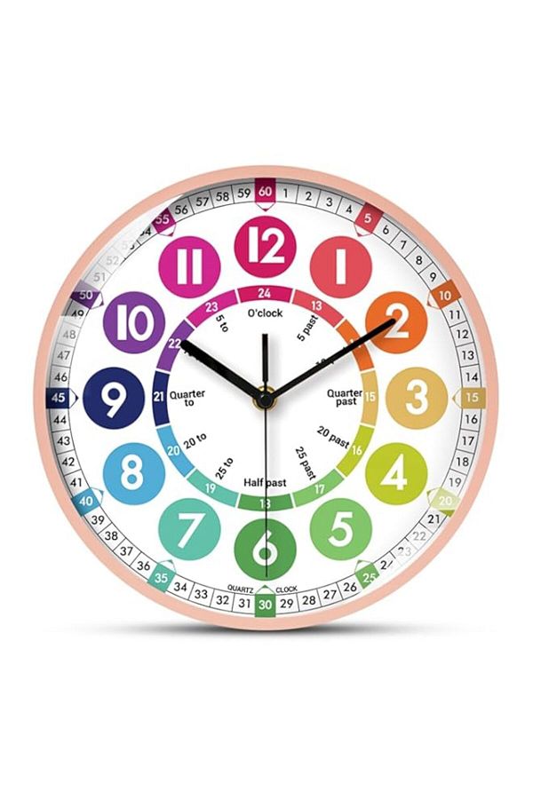 Generic-THE WHITE SHOP Learning Clock, Silent Telling The Time Teaching Clocks, Non-Ticking Clocks for Bedr 1