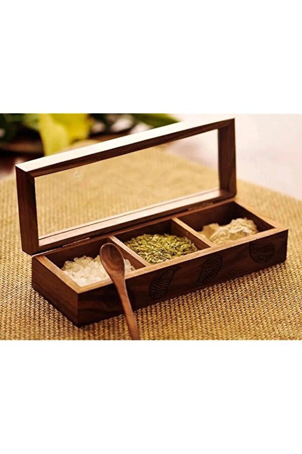 Generic-Acewood Dry Fruit Serving Box - Multi-Utility Storage Container for Spices, Dates, Nuts, Jewelry - 1