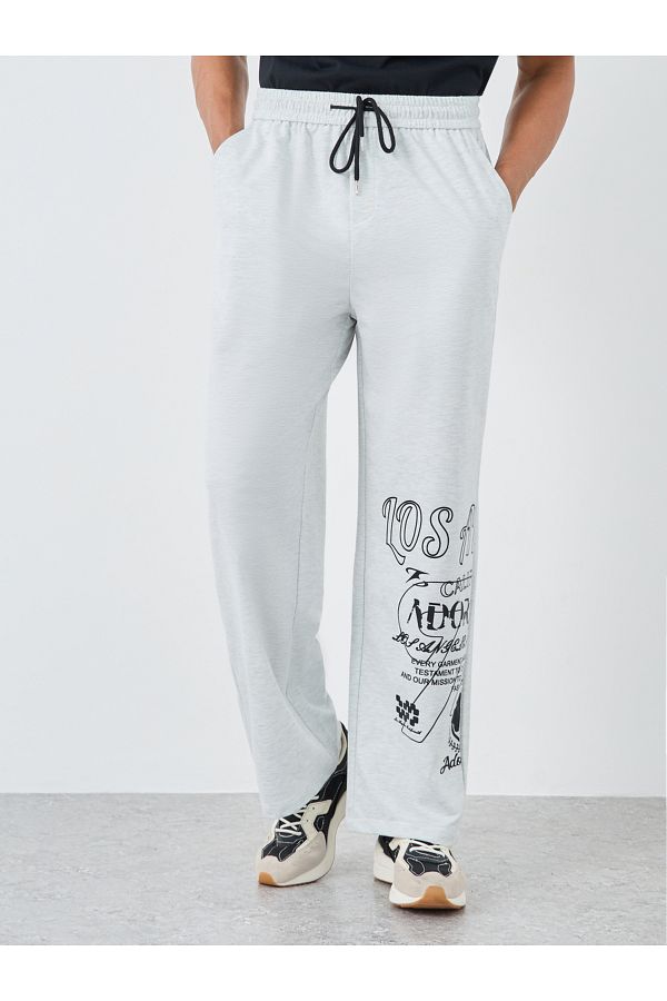 Styli-Oversized Open Hem Joggers with Placement Print Detail 1