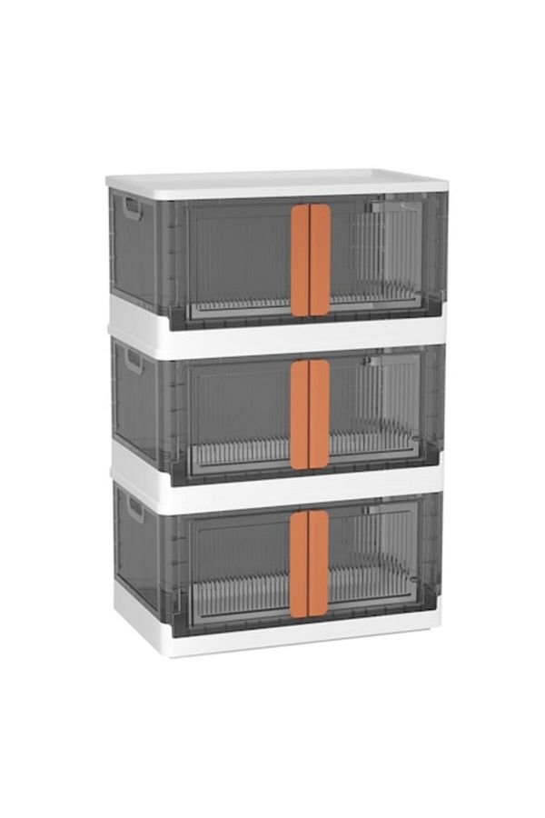 UIQ-Set 3 foldable and stackable storage boxes UIQ®, with lid, reinforced edges, handle, durable materi 1