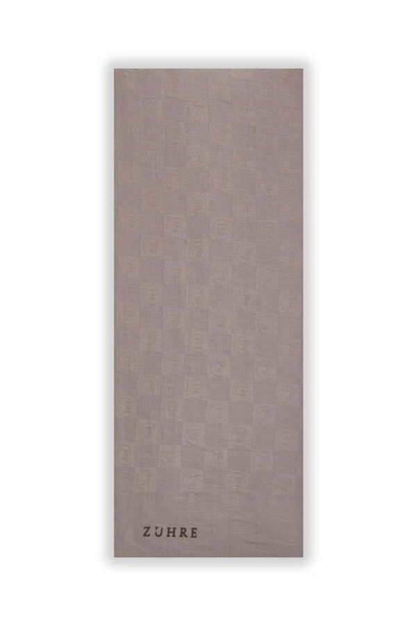Zühre-Monogram Patterned Gray Seher Shawl 0106 1