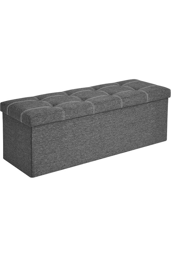 SONGMICS-Folding bench with storage space 110x38x38 cm, MDF and textile material, dark gray 1