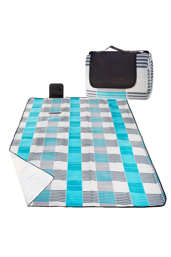 SERSIMO-Picnic or beach blanket, with insulating foil and handle, 200x240cm, blue-gray 1