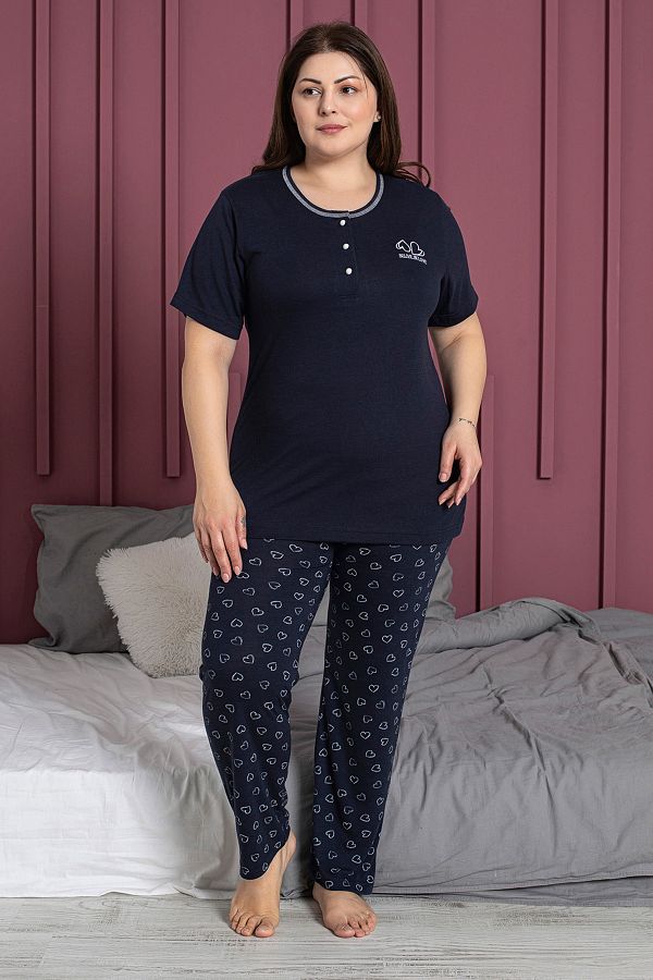 Fulla Moda-Heart Patterned Large Size Pajama Set 1