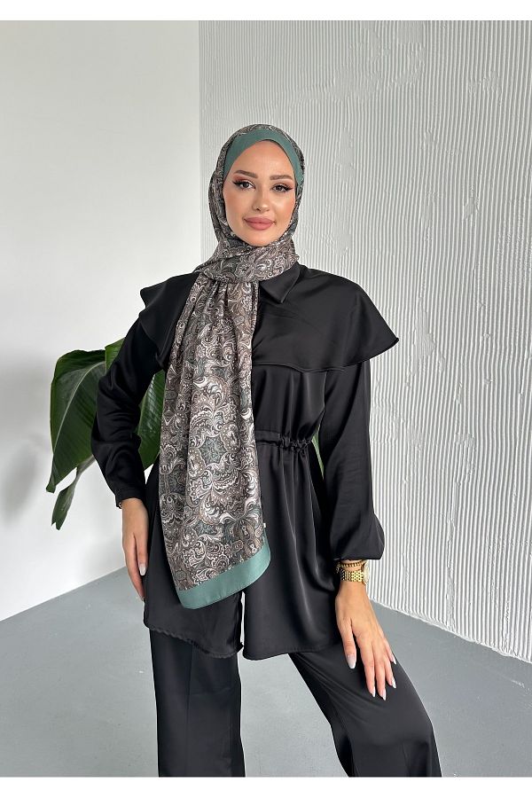 Stella Eşarp-Ethnic Retro Pattern Green Color Cotton Soft Shawl 1
