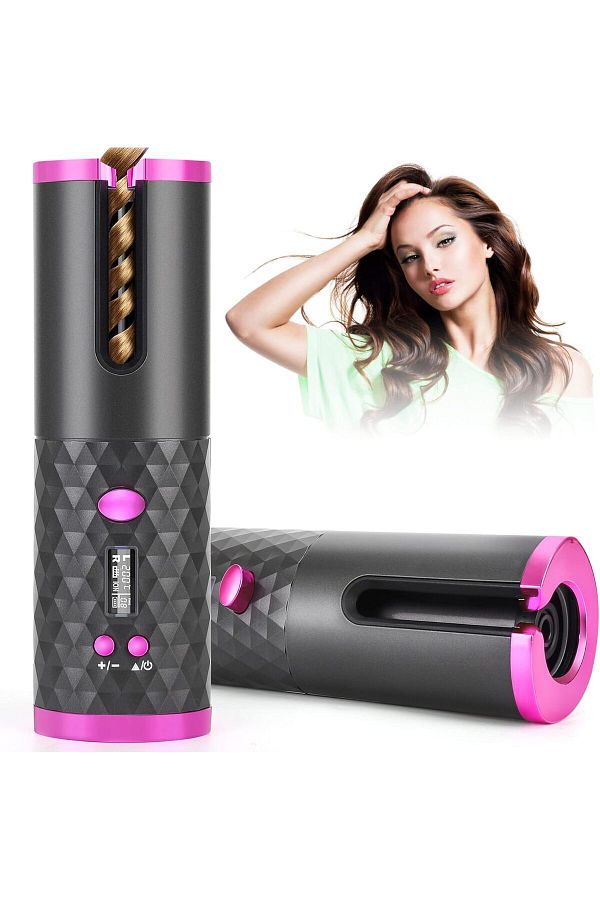Joy-Cordless Auto Hair Curler, with LCD Display,Adjustable Temperature & Timer, for Hair Styling Medium 1