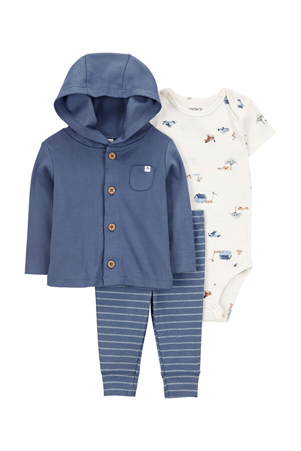 Carter's Erkek Bebek Mavi 3Lü Hırkalı