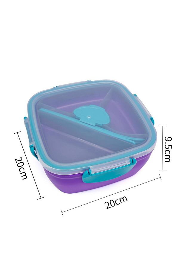 DNS-Caserola bento pentru copii, patrata, compartimente mari, 1570 ml mov HSD6522 1