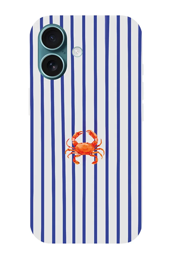 shoptocase-iPhone 16 Plus Compatible Crab Patterned Suede Launch Protective Phone Case 1