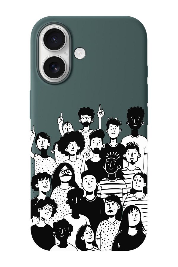 shoptocase-iPhone 16 Compatible Community Spirit Patterned Suede Launch Protective Phone Case 1