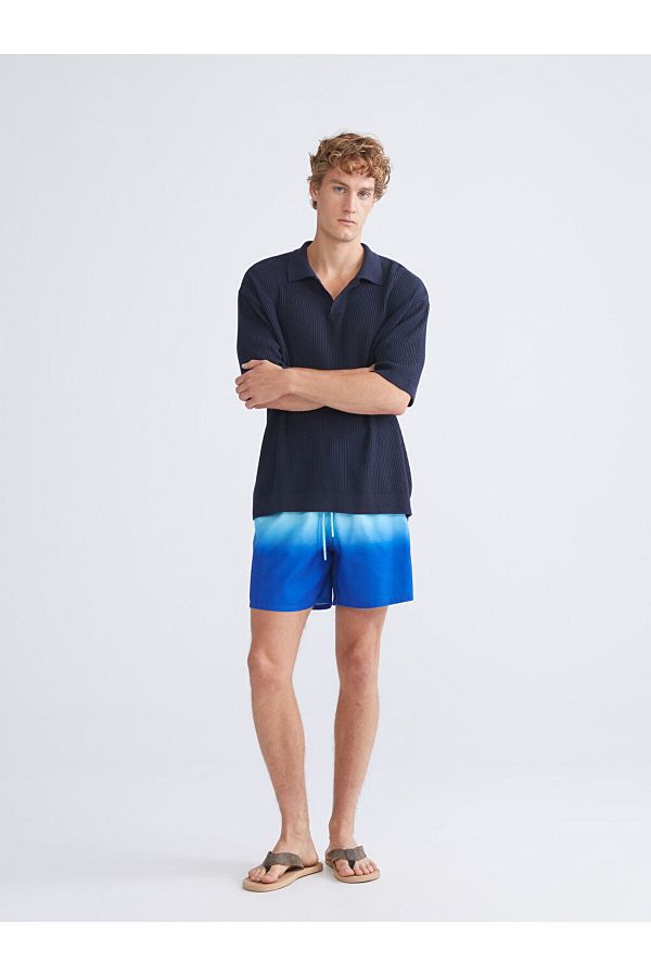 LC Waikiki-Sparkling Selections from Shining Store |   Navy Blue Short Length Patterned Men's Swim Shorts 1