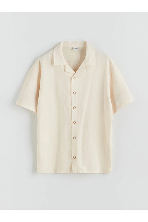 LC Waikiki LCW Kids Ekru Basic Kısa Kollu Erkek Çocuk Gömlek