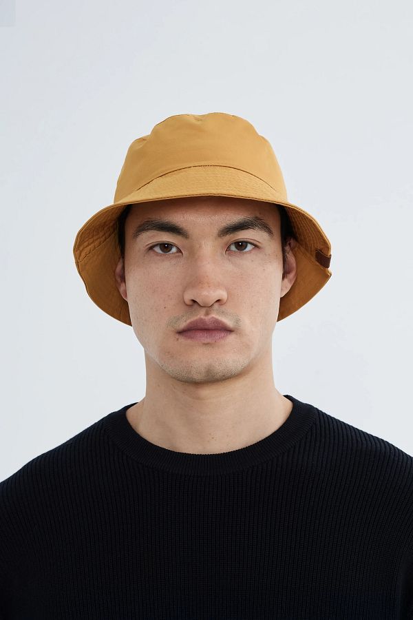 Nordbron-Unisex Mustard Moena Leather Label Detailed Bucket Hat Cotton Inner Lining with Sweatband Logo Bucket 1