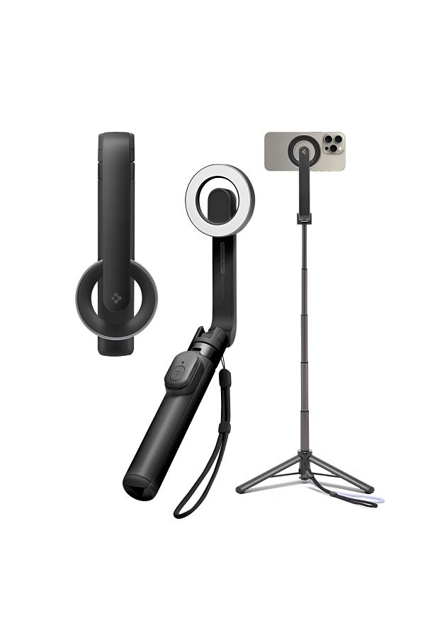 Spigen-Stick selfie cu trepied Bluetooth Magsafe, universal pentru iPhone și Android, reîncărcabil fără fir, negru 1