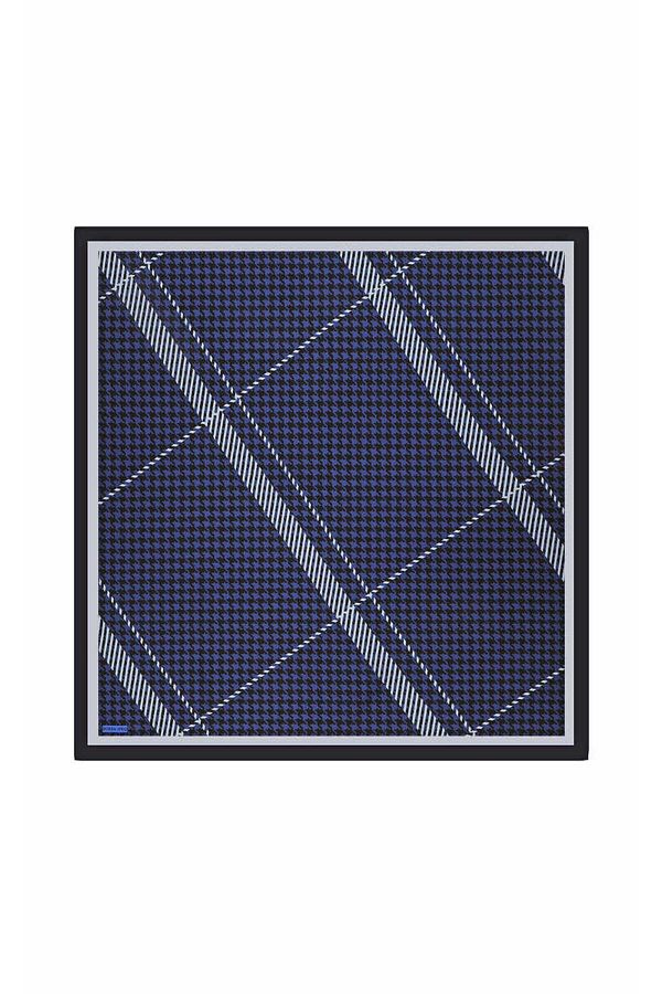 Bursa İpek-Eșarfă din mătase twill - Saks Stripe Pattern Houndstooth 1