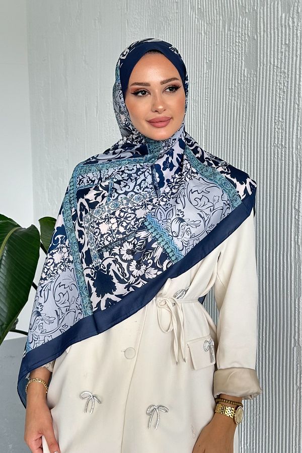 Stella Eşarp-Patch Ethnic Patterned Colorful Soft Cotton Shawl 1