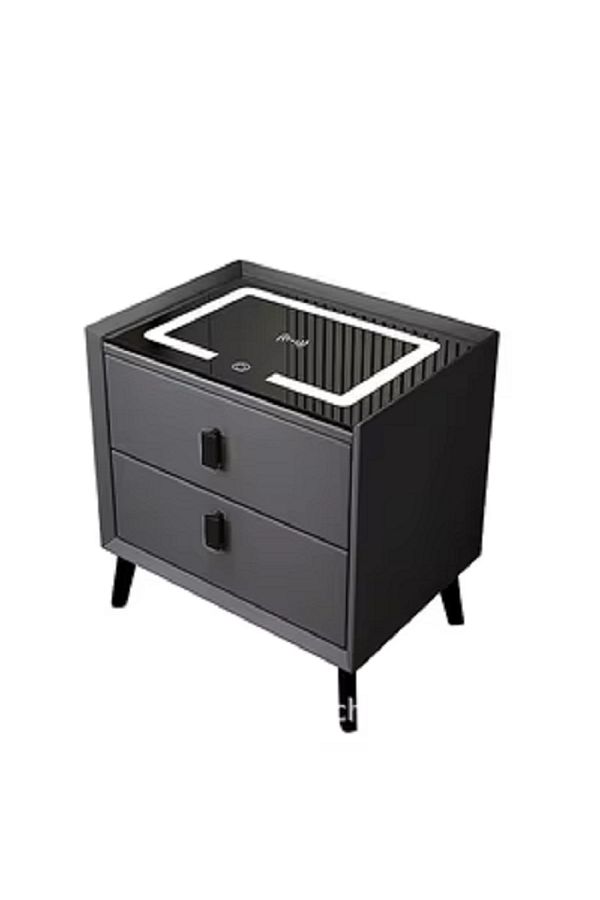 Unbranded/Generic-Smart bedside table with LED lighting, wireless and USB charging, Bluetooth speaker, 3 drawers 1