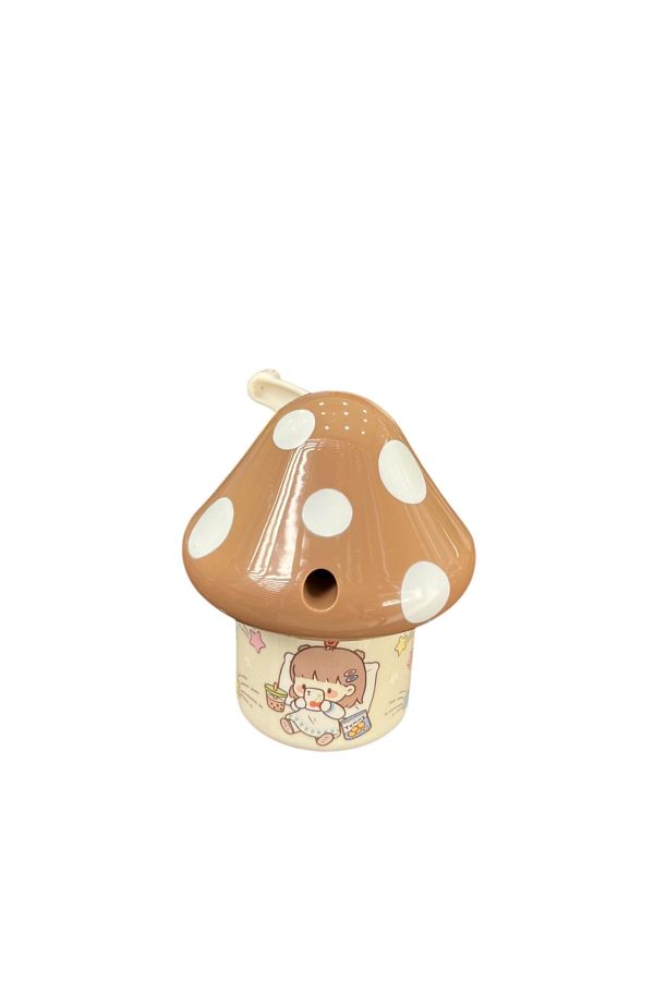 Brons-Mushroom Patterned Table Top Pencil Sharpener with Sleeve 1