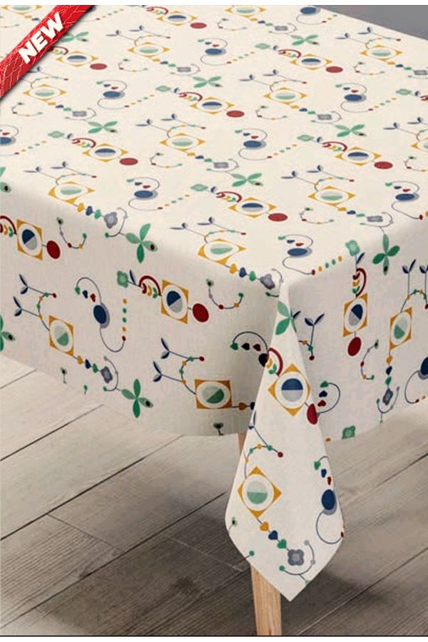 Blue Home-Table Cloth Fiber Lined Pvc Non-Slip Stain Resistant Erasable Mirella Pattern Color No: 211 a 1