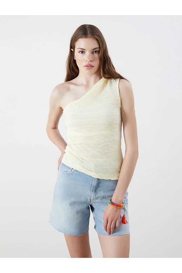 LC Waikiki-Xside Sari Single Shoulder Textured Gathered Blouse 1