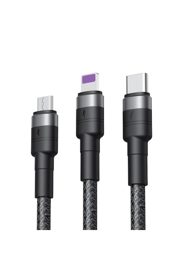 SOHO-Cablu 3 în 1 pentru încărcare și transfer de date USB cu conectori Lightning, USB-C, Micro USB, 1,2 m, R 1