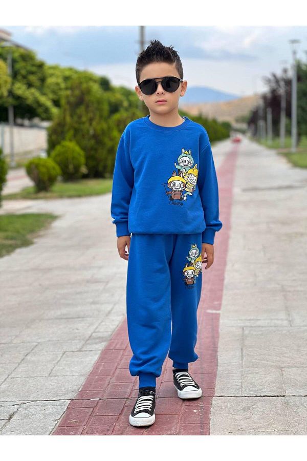 KGN GİYİM-Boy's 3 Threads Unsharped Bottom Top Set 1