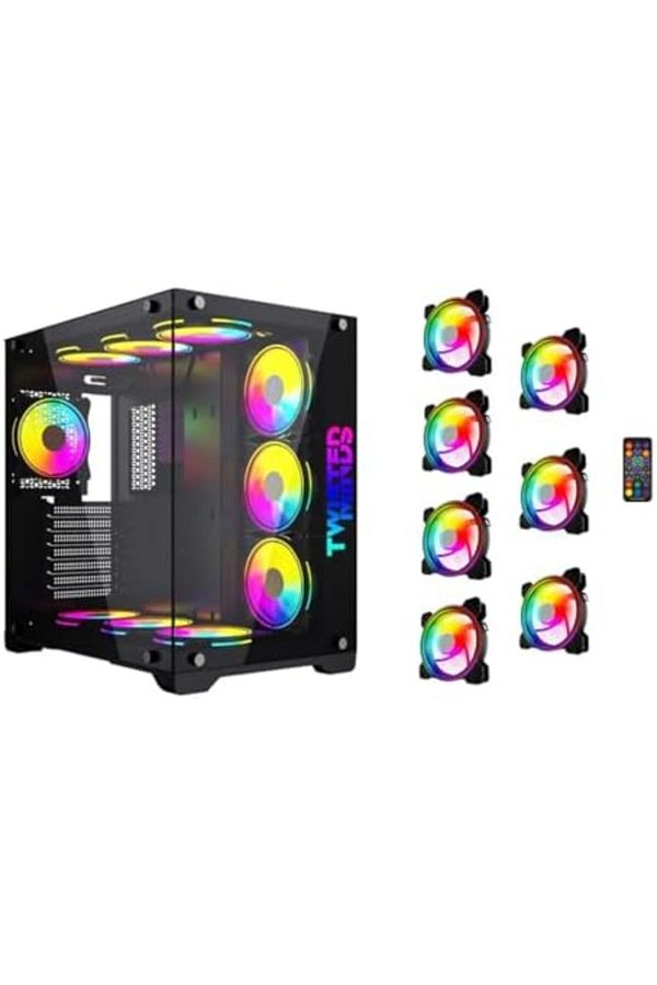 Twisted Minds-Gaming Computer Case Bullet-07 ATX Mid Tower by Twisted Minds with 6 ARGB LED Fans, 4 Included, Sync 1