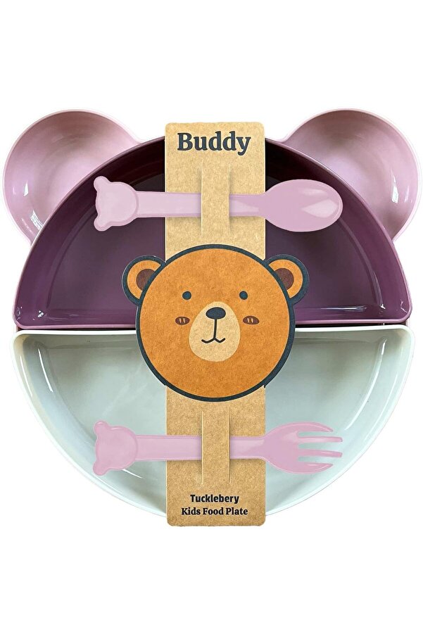 E&D Collection Tucklebery Buddy Mama Tabağı Seti, 1 Ayıcık Tabak 4 Kase Çatal-Kaşık, Bebek ve Çocuklar İçin Yemek T