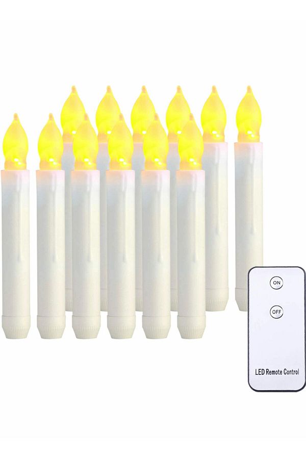 Generic-Excefore LED Taper Candles with Remote, Set of 12 Flickering Light Flameless Window Candles, Warm Y 1