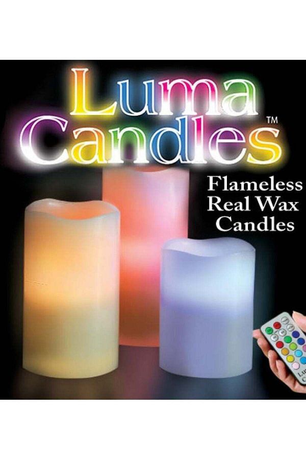 Generic-Luma Luma Candles Real Wax Flameless Candles with Remote Control Timer, 3 Candle Set 1